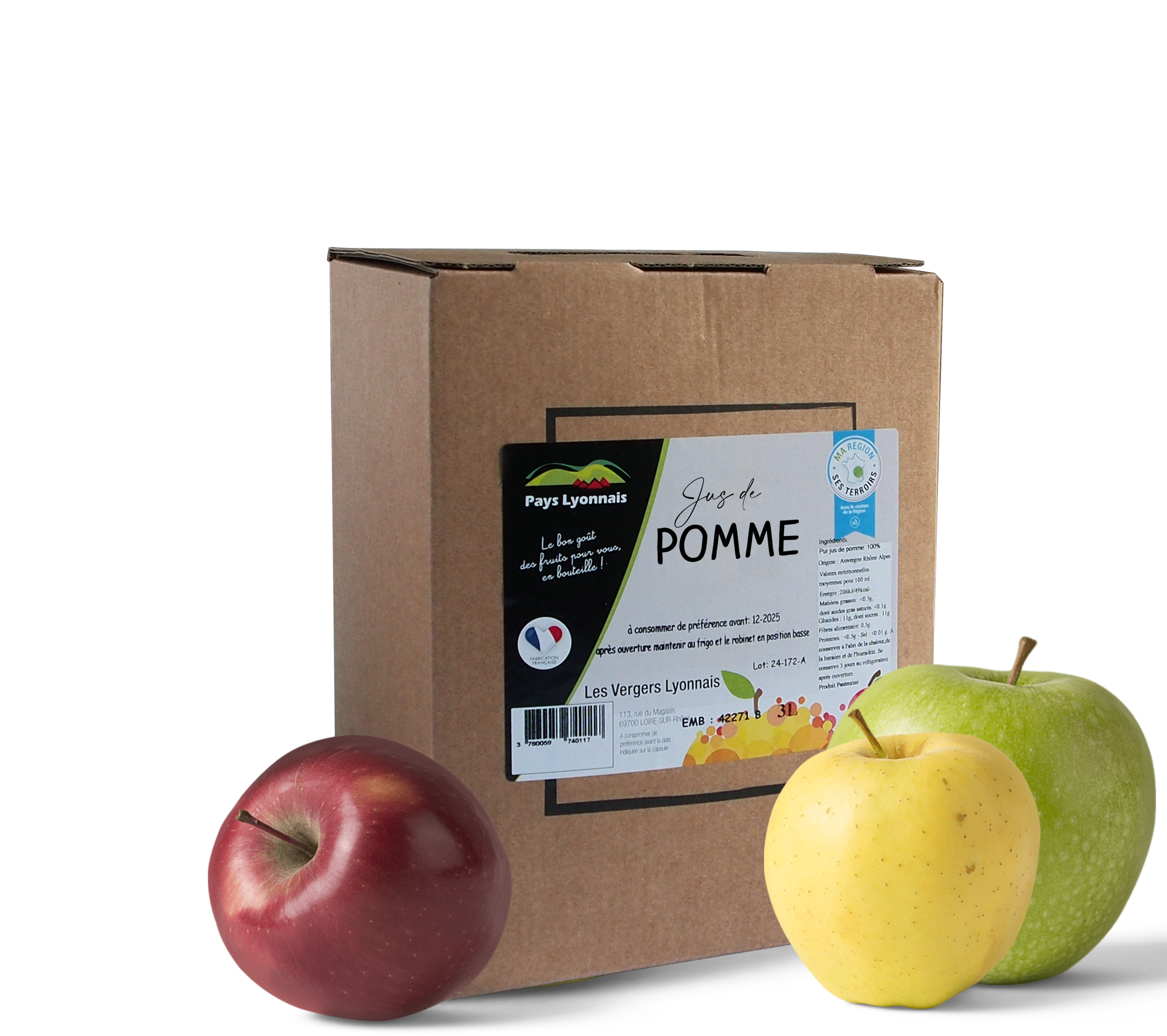 Les Vergers Lyonnais - Jus de pomme 3 litres
